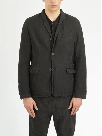 Poème Bohèmien Poeme Bohemien Unlined Linen Jacket In Black