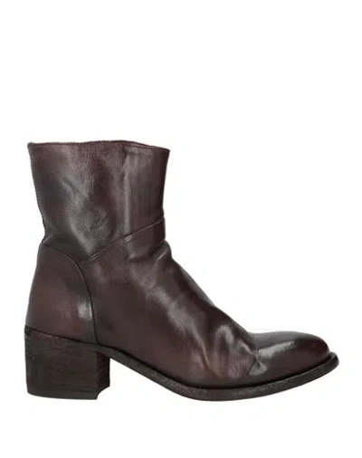 Poesie Veneziane Woman Ankle Boots Burgundy Size 8 Leather In Brown