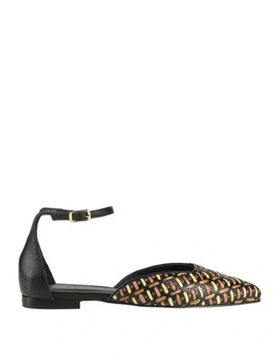 Poesie Veneziane Woman Ballet Flats Black Size 7 Leather, Textile Fibers In Black
