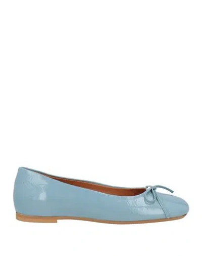 Poesie Veneziane Woman Ballet Flats Pastel Blue Size 8 Leather