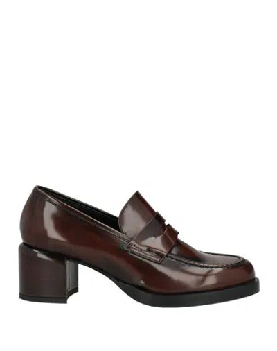 Poesie Veneziane Woman Loafers Chocolate Brown Size 8 Leather In Burgundy