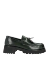 Poesie Veneziane Woman Loafers Dark Green Size 6 Leather In Black