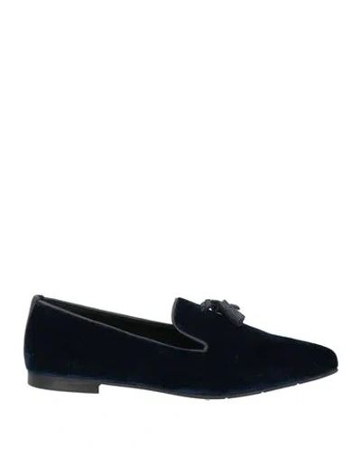 Poesie Veneziane Woman Loafers Midnight Blue Size 7.5 Leather, Textile Fibers