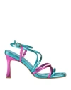 Poesie Veneziane Woman Sandals Azure Size 10 Leather In Blue