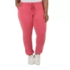 Poetic Justice Womens Plus High Rise Over Belly Drawstring Pant In Pink
