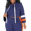 Poetic Justice Womens Plus Hooded Long Sleeve Crop Top In Orange