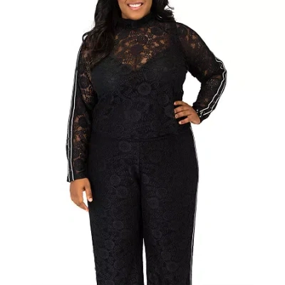 Poetic Justice Womens Plus Long Sleeve Turtleneck In Black