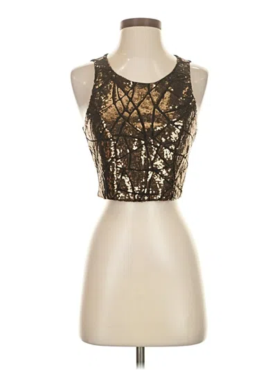 Pre-owned Poetry Sleeveless Top Gold Halter Neckline Tops