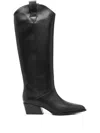 Poeve 45mm Pointed-toe Knee-high Boots In Black