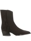 Poeve 50mm Fringed Zip Boot In Brown