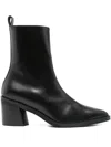 Poeve Camperos 70mm Heel Black Leather Ankle Boot In Black
