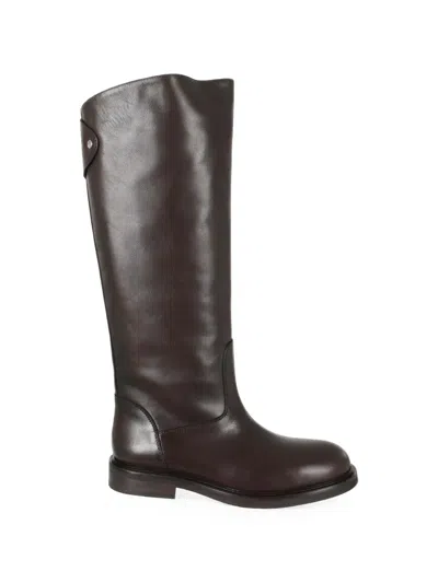 Poeve Asiago Leather Knee-high Boots In Brown
