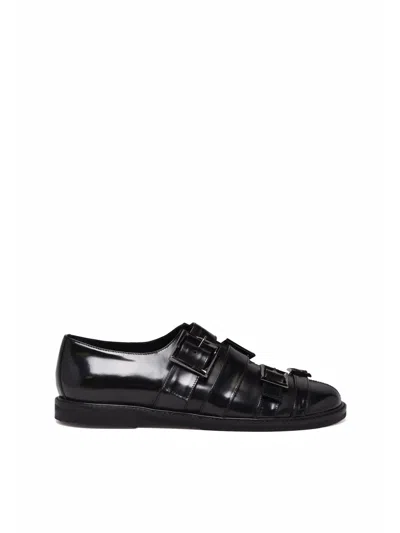 Poeve Black Leather Plateau Loafers