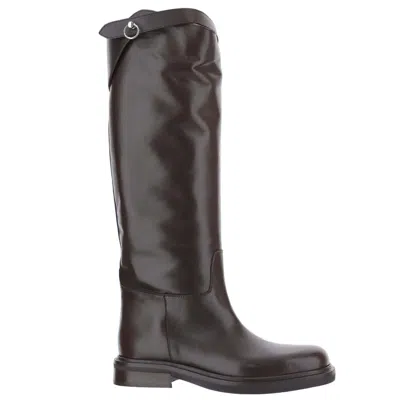 Poeve Black Polished Leather Tall Boots