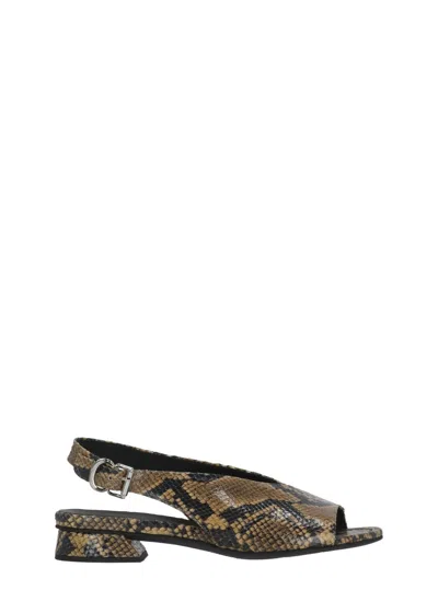 Poeve Brown Diamante Leather Slingback Mules
