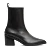 Poeve Camperos 70mm Heel Black Leather Ankle Boot In Black