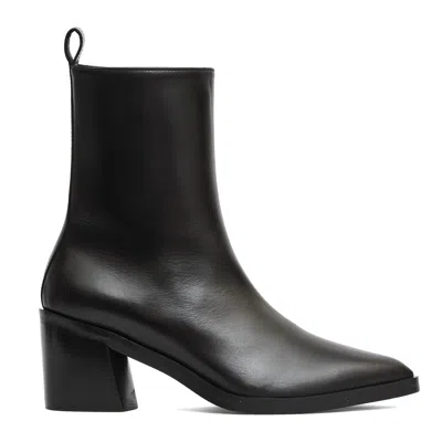 POEVE CAMPEROS 70MM HEEL BLACK LEATHER ANKLE BOOT