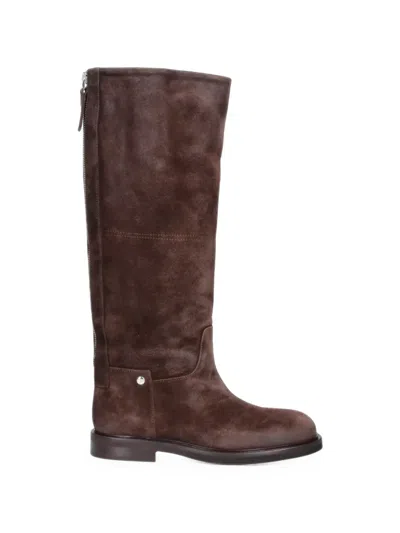Poeve Eve Leather Rear-zip Boots In Black
