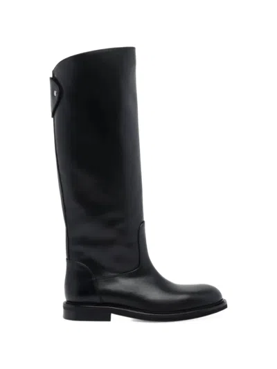 Poeve Eve Snap-button Flap Knee-high Boots In Black