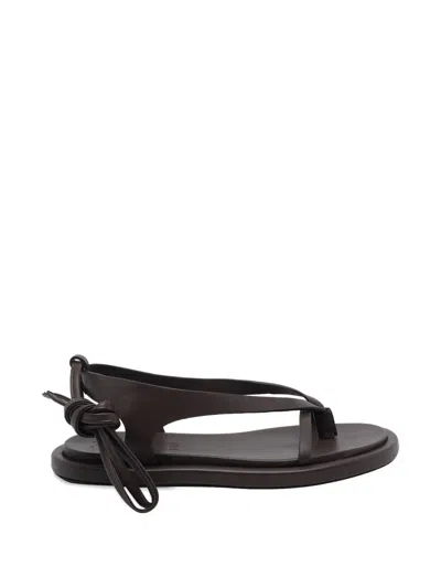 Poeve Flavia Lace-up Sandals In Brown