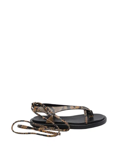 Poeve Flavia Snakeskin-effect Sandals In Brown