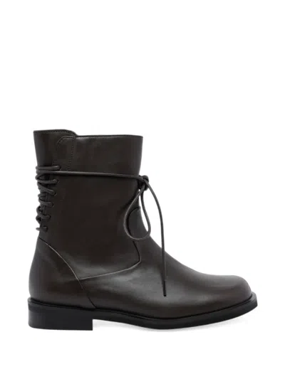 Poeve Lace-up Leather Ankle Boots In Multi