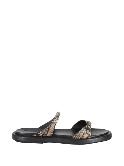 Poeve Laila Snakeskin-effect Sandals In Neutral