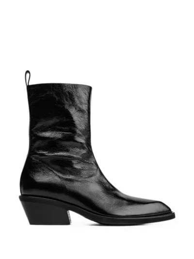 Poeve Leather Ankle Boots In Black