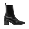 Poeve Camperos 70mm Heel Black Leather Ankle Boot In Black
