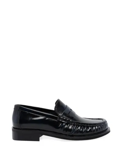 Poeve Leona Polished Leather Loafers In Blue