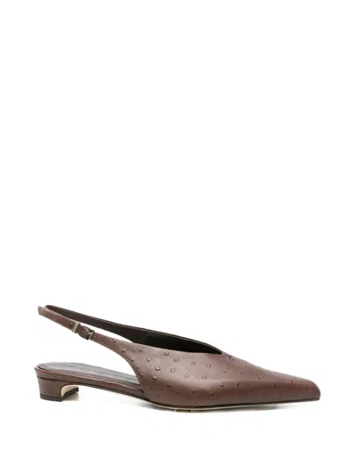 Poeve Pointed Slingback Pumps In Brown