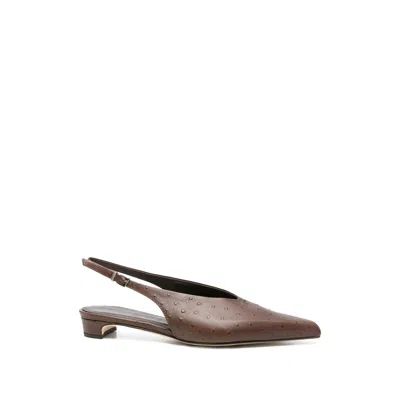 Poeve Pointed Slingback Pumps In Brown