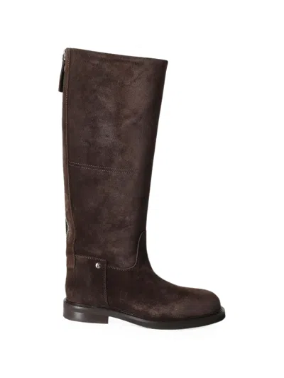 Poeve Rear-zip Knee-high Boots In Brown