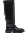 Poeve Round-toe Leather Boots In Black