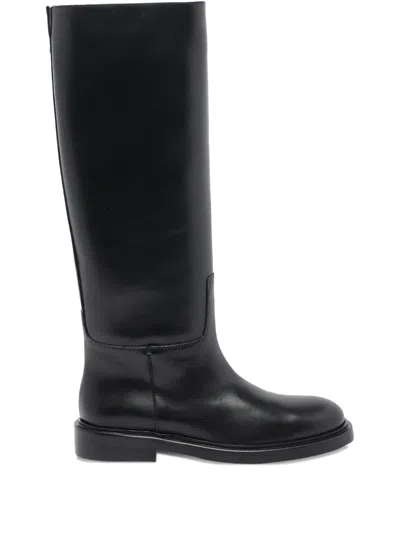 POEVE ROUND-TOE LEATHER BOOTS