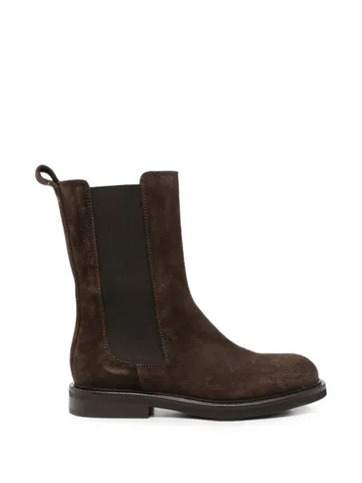 Poeve Round-toe Suede-finish Chelsea Boots In Brown