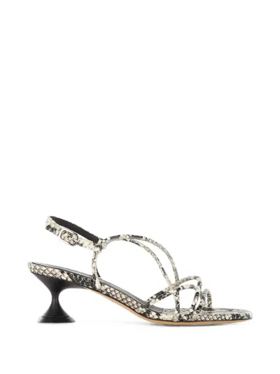 Poeve Snake-effect Caged Sandals In Animal Print
