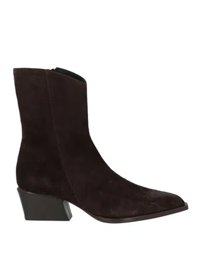 Poeve Woman Ankle Boots Dark Brown Size 9 Leather