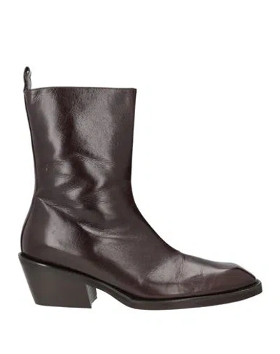 Poeve Woman Ankle Boots Dark Brown Size 9 Leather