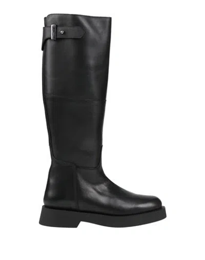 Poeve Woman Boot Black Size 8 Leather In Blue