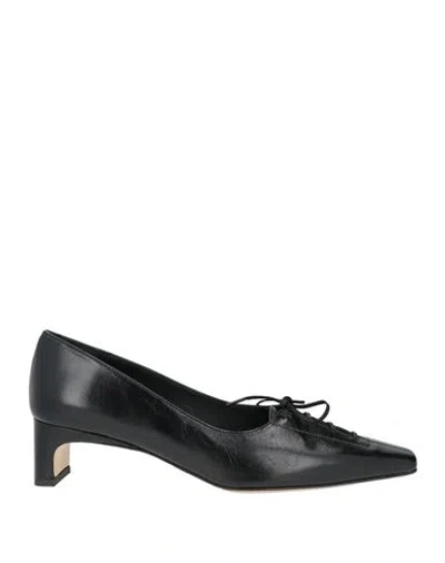 Poeve Woman Lace-up Shoes Black Size 8.5 Leather