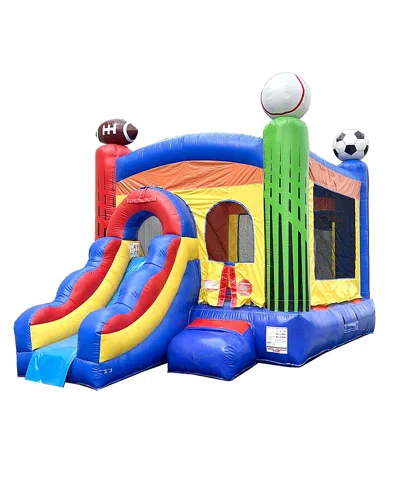 Pogo Bounce House 18' X 12' X 14.5' Inflatable Bouncy House With Built-in Water Misting System For Kids In Deluxe Sports