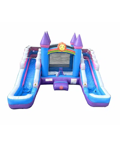 Pogo Bounce House Inflatable Bounce House And Double Slide Combo Unit (without Blower) - Crossover Combo Bouncer, Kids In Pink