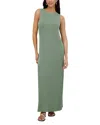 Point Sleeveless Crewneck Straight Dress In Sage