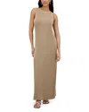 Point Sleeveless Crewneck Straight Dress In Sand
