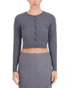 Point Basketweave Knit Cardigan In Gunmetal