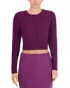 Point Basketweave Knit Cardigan In Plum