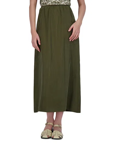 Point Brushed A Line Skirt In Leaves