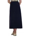 Point Brushed A Line Skirt In Navy