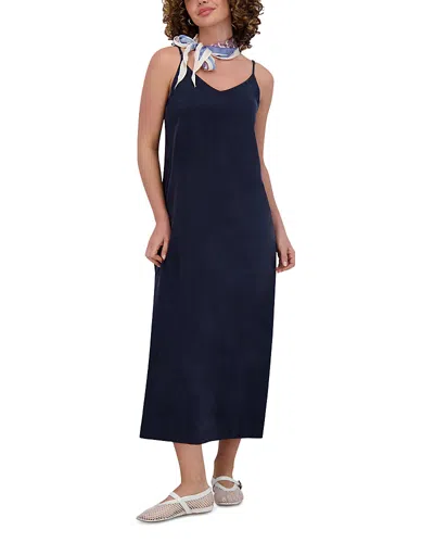 Point Brushed A Line Slip Dress In Navy